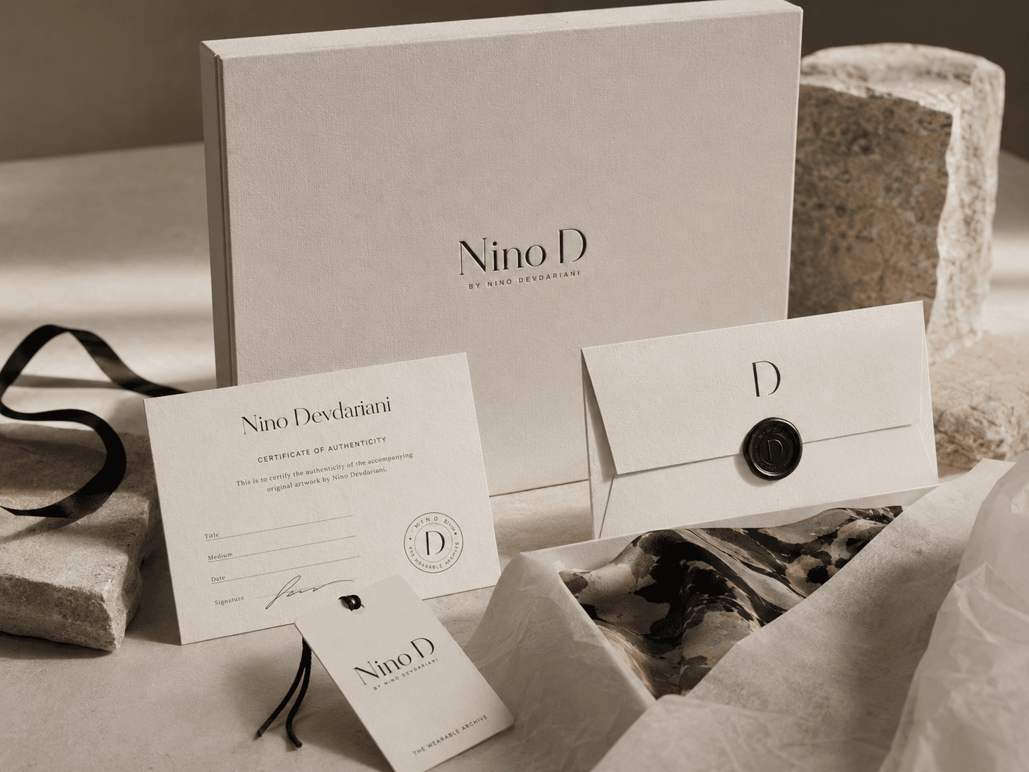 Studio stationery envelope and signature card