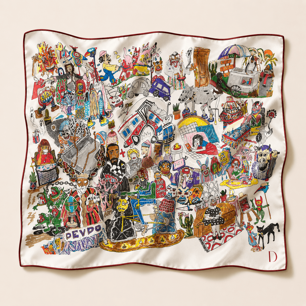 Sculptural silk Carré edition of BEKAS DREAM
